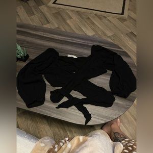 Black cross long sleeve top